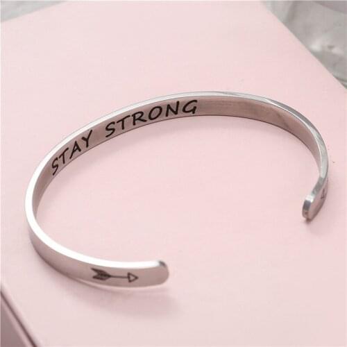 Wide 6mm Cuff Trendy Keep Going stay strong Titanium Encouragement Bangle For Men Jewelry
