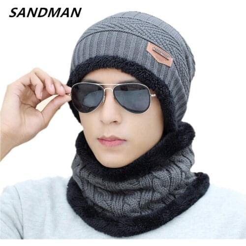 SANDMAN Neck Warmer Winter Hat Knit Cap Scarf Cap Winter Hats For Men Women Knitted Hat Men Beanies Knit Hat Skullies