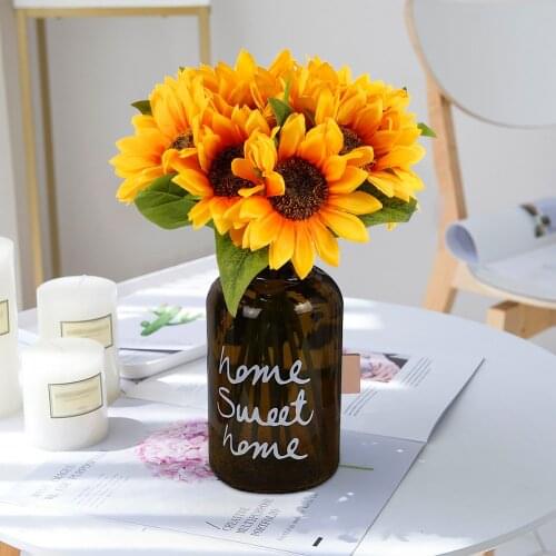 10PCS Artificial Sunflower Kit Simulation Flowers Bouquet Wedding Party Decoration Single Stem Fake Flowers Table Centerpieces