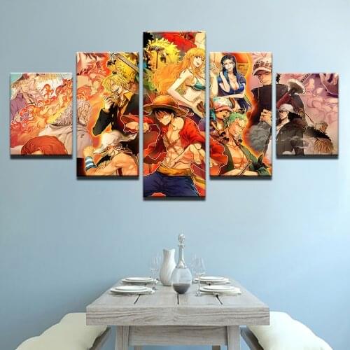 5 Piece Canvas Wall Art Posters Modern Home Decor HD Prints Pictures Anime Characters Painting Living Room Modular Framework