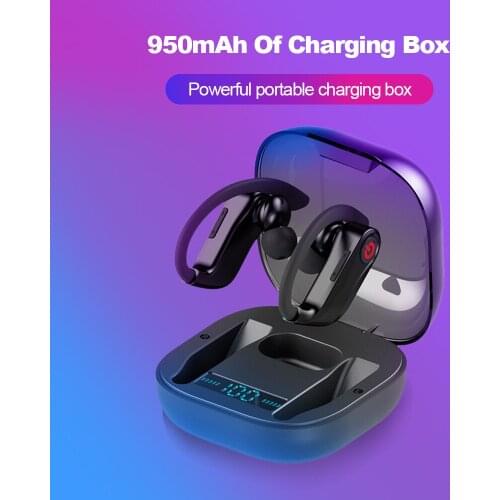 TWS Wireless Earphone Bluetooth 5.0 Stereo Sport Headphones Case 950mah Waterproof Ear Hook Headsets With MIC Long Using Time