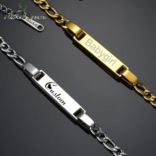 Nextvance Fashion Engraving Baby Nameplate Bracelet Gold Customized Stainless Steel Safty Kid Creative Christams Jewelry Gift