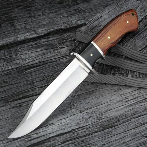 Outdoor Survival Knife Wild Hunting Knife Fixed Blade Camping Knife High Hardness Steel Japanese Mirror Manual Knife with Sheath