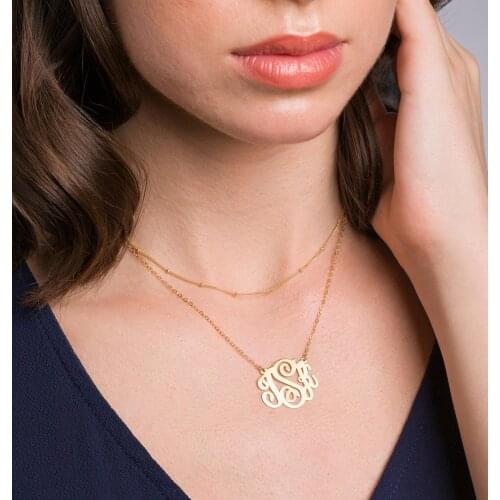 Boho Personalized Monogram Necklace Stainless Steel Chain Gold Color Choker Custom Initial Pendant Necklace Best Gift For Friend