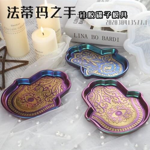 DIY Resin Palm Disc Silicone Mirror Mold Crystal Epoxy Resin Mold Storage Disc Jewelry Making Craft Molds