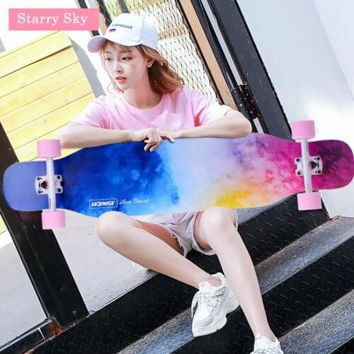 Skateboard 43in Longboard Maple Wood Skate Board Sandpaper Double Rocker Steel Skateboard Deck Boys Girls Beginner Longboard
