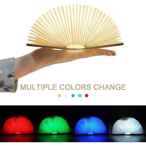 USB Charging Book Light Portable 3 Colors 3D Creative LED Book Night Light Wooden Magnetic Foldable Desk Table Lamp Home Decor