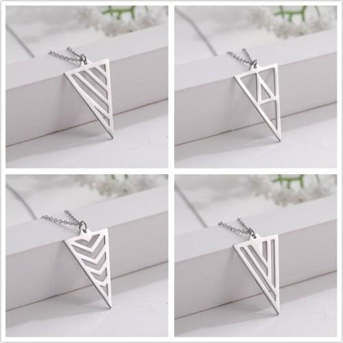 Skyrim Classic Triangle Geometric Pendant Necklace Stainless Steel Silver Color Statement Chain Necklaces Jewelry Gift for Women