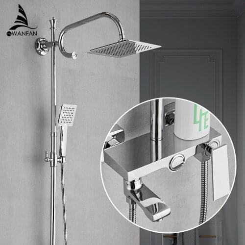 Shower Faucets Brass ORB Bathtub Faucet Round Tube Single Handle Top Rain Shower With Slide Bar Wall Water Mixer Tap 877002R