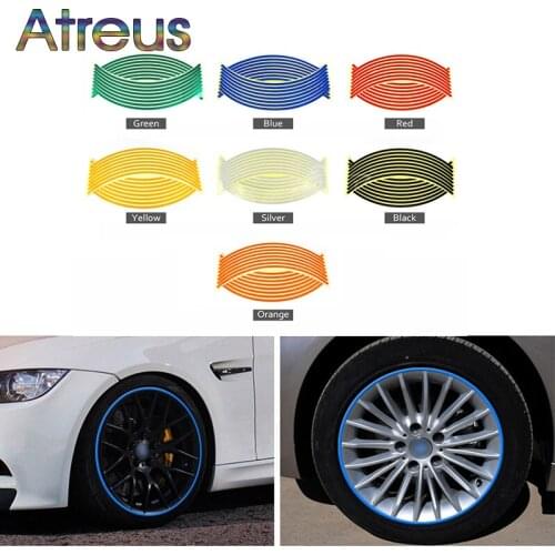 Atreus 1set Car Wheel Reflective Rim Tape Stickers For Peugeot 307 206 407 Citroen C4 C5 Honda Civic Accord CRV Lada Vesta
