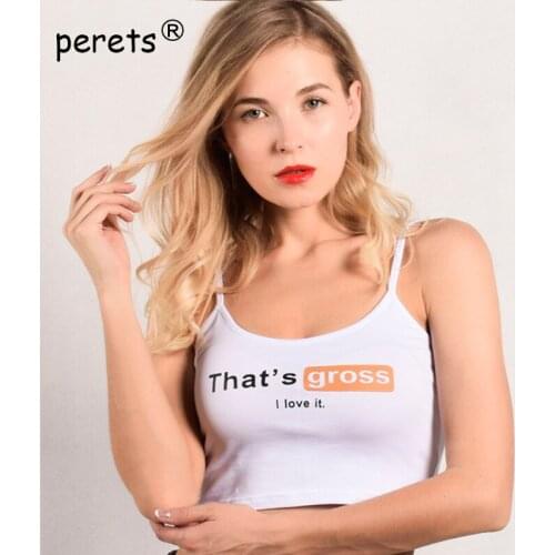 Camisoles For Women Crop Top 2020 New Summer Fashion Letter Print Cotton Sexy Slim Backless Sleeveless Black White Tank Tops