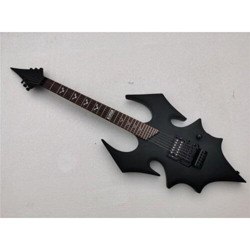 Custom Factory Bat Body Electric Guitar Tuning Fork Red Sandalwood Bat Inlaid Black Hardware Custom