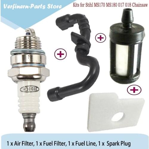 Air Fuel Filter Line Hose Tube Spark Plug Kits for Stihl MS170 MS180 017 018 Chainsaw Replacement Spare Parts 1130 124 0800