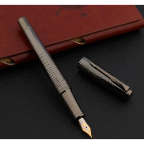 High quality classic new stripe Pattern Metal Gun grey fashion gift Fountain Pen ink pens Business Office school supplies