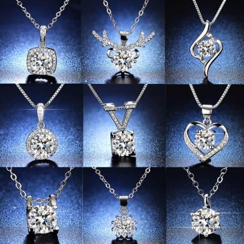 Yayi Jewelry Princess Cut White 2CT Cubic Zirconia Simulation Mozambiques Drill Silver Color Small Chain Pendant Necklace