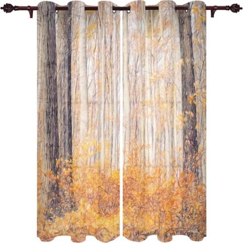 Forest Tree Trunk Yellow Outdoor Curtain For Garden Patio Curtains Bedroom Living Room Kitchen Bath Room Panel Drape
