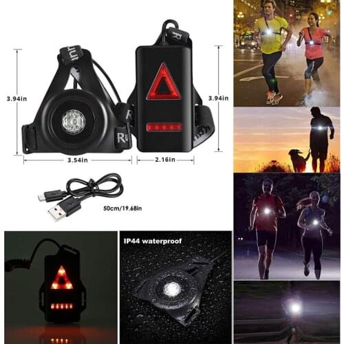 Outdoor Sport Running USB Lights Safety Warning LED Chest Lamp Hiking Camping Cycling Flashlight for Night Jogging Walking