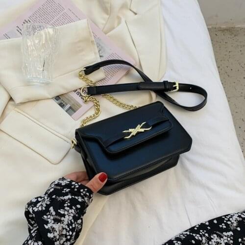 Womens PU Leather Crossbody Bags 2021 Fashion Simple Mini Shoulder Handbags and Purses Black Designer Bags Luxury Evening Purse