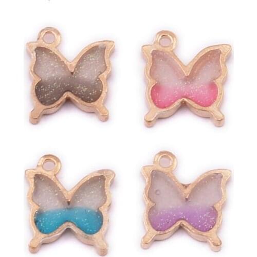 10pcs New Hot Oil Drop Charms Gradient Butterfly Enamel Charms Alloy Pendant Fit Necklaces Bracelets DIY Jewelry Accessories