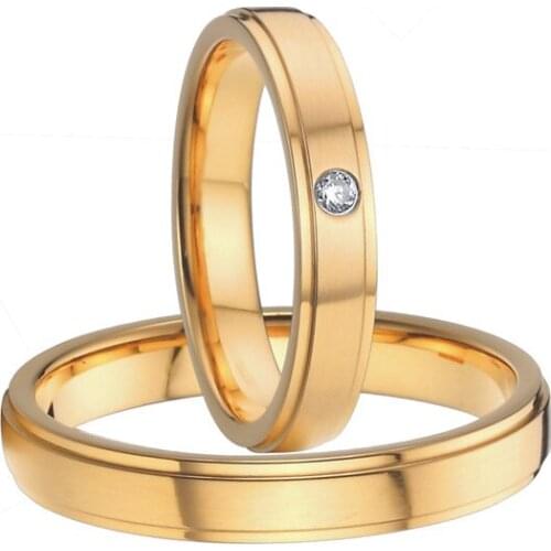 2015 beautiful 4mm width titanium steel wedding bands promise rings sets for men and women gold colour alliances