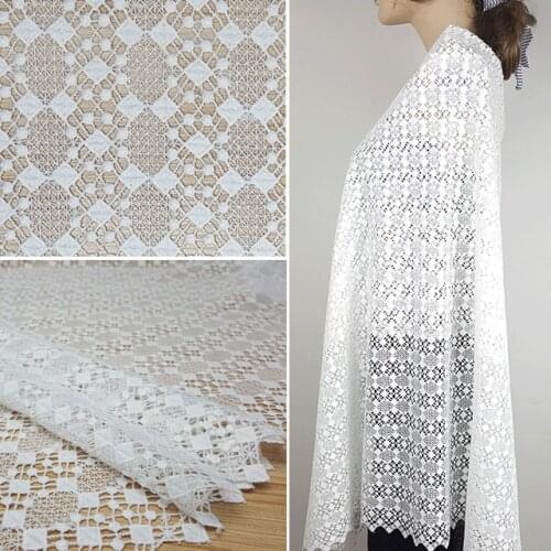 2yds African White Milk Silk Embroidery Lace Fabric Guipure Lace Fabric High Quality Nigerian Cord Lace Fabric For Wedding Dress