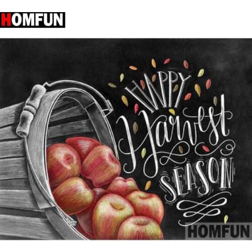 HOMFUN Full Square/Round Drill 5D DIY Diamond Painting "Apple letter" 3D Embroidery Cross Stitch 5D Home Decor A15194