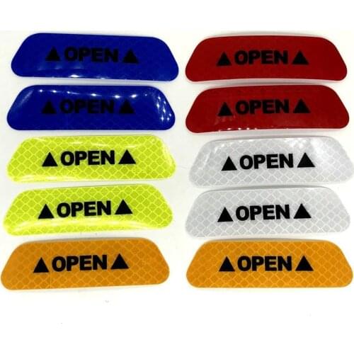 Shiny Warning Mark Lighting OPEN Emblem Tag Decor High Reflective Car Door Sign Vinyl Sticker Night Driving Safety Luminous Tape