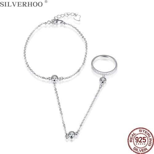 SILVERHOO S925 Sterling Silver Bracelet & Bangle 5A Cubic Zirconia Handmade Finger Bracelets For Women Fine Jewelry New Arrival
