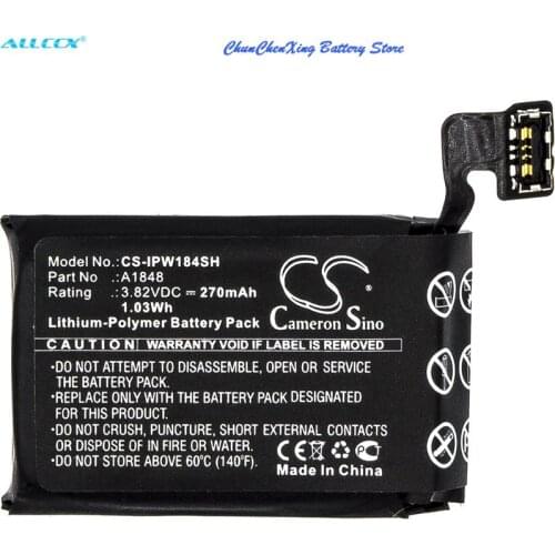 Cameron Sino 270mAh Battery A1848 for Apple A1858, GSRF-MQJQ2LL/A, MQJN2LL/A, Watch Series 3 4G 38mm, MQJP2LL/A, MQJQ2LL,MQJU2LL