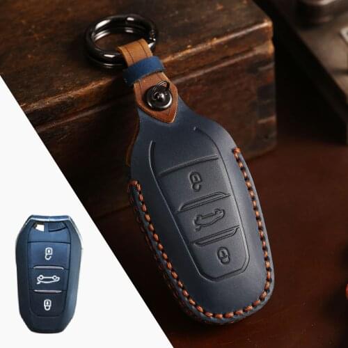 Handmade Genuine Leather Car Key Case Cover For Peugeot 208 308 508 3008 5008 for Citroen C4 Picasso DS3 DS4 DS5 DS6
