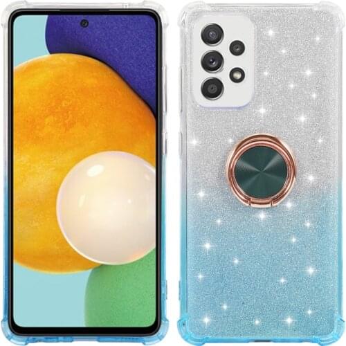 Ring Case for Samsung Galaxy A52 A72 A32 A12 A42 A02S A82 S21 Plus Note 20 Ultra Glitter Gradient Shockproof Soft Phone Cover