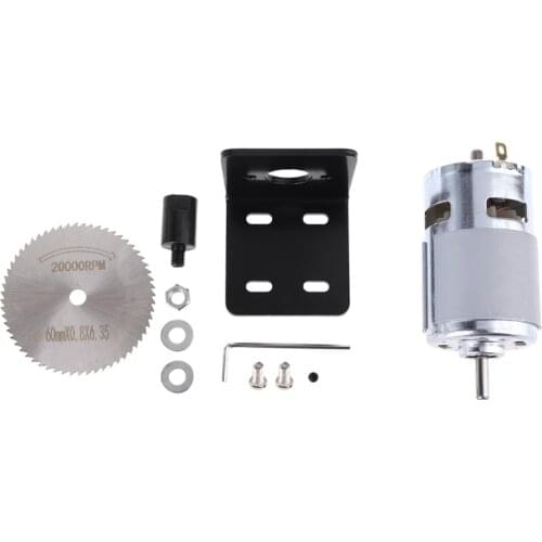 DC 12V 775 Motor Table Saw Kit with Ball Bearing Mounting Bracket Saw Blade for Woodworking Cutting Polishing Engraving