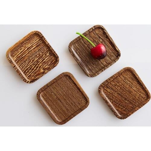 4pcs/set Wooden Square Drink Coasters Eco Natural Solid Wood Heat Resistant Pads Cups Holder Mini Storage Tray Placemats