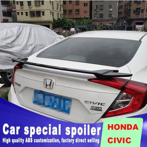 Double Folder door style stand-up big spoiler for 2016 to up honda civic primer black or white color paint rear trunk spoiler