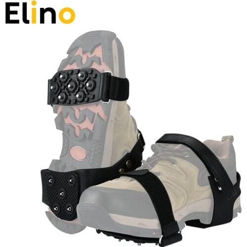 Elino 12 Studs Anti-Skid Snow Ice Claw Silicone Crampons Forefoot Heel Claws Outdoor Shoes Spikes Fishing Wet-slip Rode Overshoe
