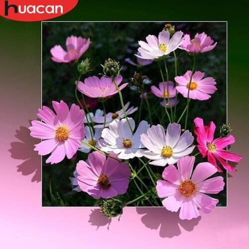 HUACAN Full Square Drill Diamond Embroidery Flowers Pictures Of Rhinestones Round Diamond Painting Flower Diamond Mosaic Sets