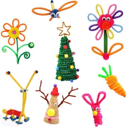 DIY Toys Plush Stick Pompoms Rainbow Colors Shilly-Stick Educational Twisting rod Handmade Art Craft Creativity Devoloping Toys