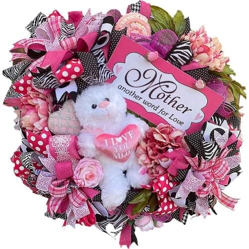 Artificial Leaf Wreath Flowers Door Wreath Spring Wreath for Mothers Day Creative Garland Hanging Pendants Wedding Home Decor