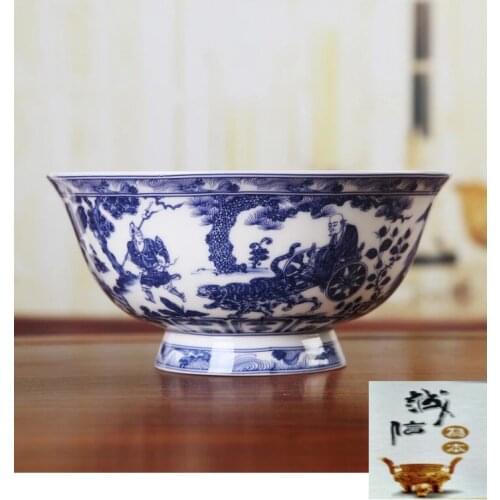 Exquisite Chinese Classical Blue and White Porcelain Auspicious Ancient People Bowl