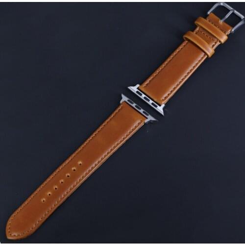 Brown Leather Band Loop Strap For Apple Watch 4 3 2 1 38mm 40mm , Men Leather Watch Band for iwatch 5 44mm 42mm Bracelet