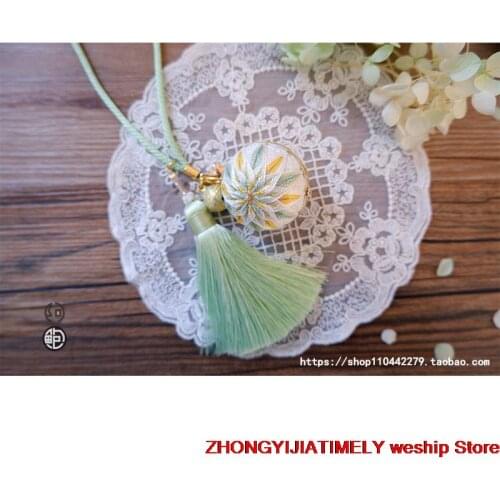 Matcha green Temari hand ball/Temari ball Material package(make by yourself) DIY Key buckle Pendant gift