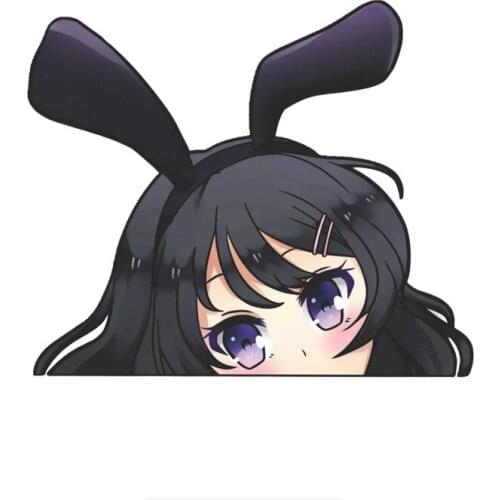 Cute 3d Anime Mai From Bunny Girl Senpai Mia Sakurajima Peeking Decal Sticker On Car Bike Motorcycle Wall Home 15cm*10cm