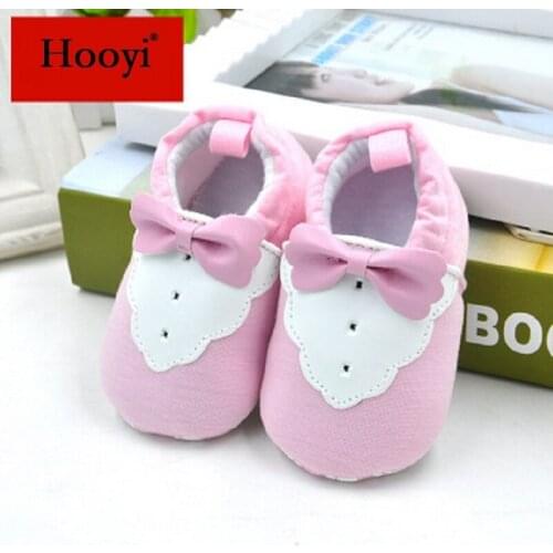 Hooyi Fashion Baby Girl Shoes Infant Slippers Pink Bowtie Bebe First Walkers Soft Sole Anti-Slip Newborn Sneakers baby moccasins