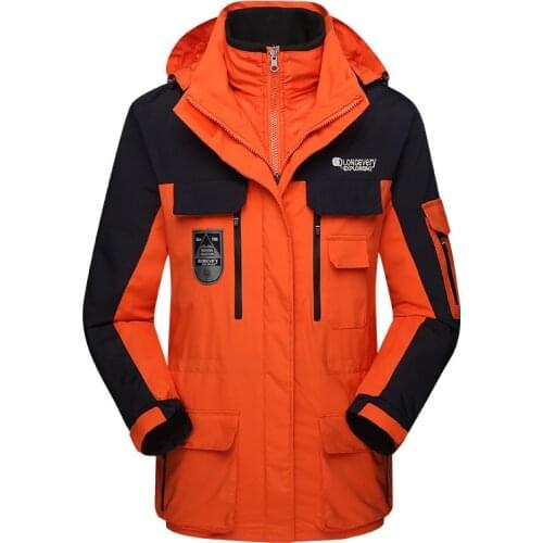 Men&Women Outdoor Suit Waterproof Jacket 3 In 1 Hiking Jacket Fleece Warm Softshell Pant Male Female Outdoor Set Hunting Clothes