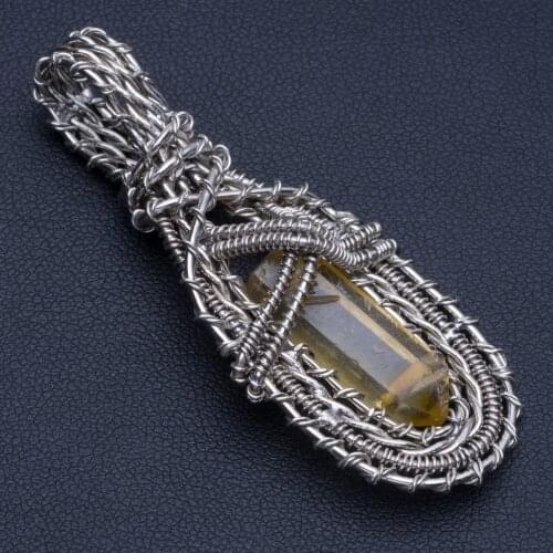 Natural Aura Quartz Punk Style 925 Sterling Silver Pendant 2 1/4" R0262