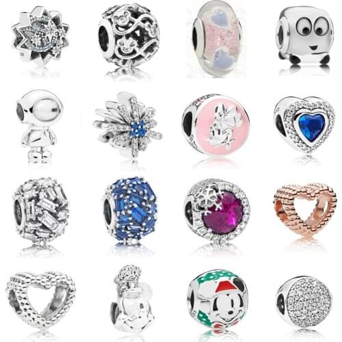 NEW 2021 100% 925 Sterling Silver Love Blue Gem Robot Charm Pendant Fit DIY Original Bracelet Fshion Jewelry Gift