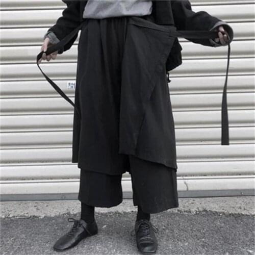 Original autumn new dark design back button men and women casual culottes