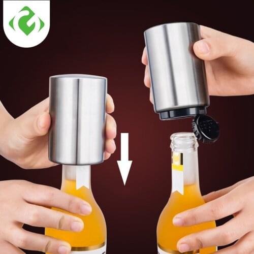 Stainless Steel Beer Bottle Opener Automatic Kitchen Accessories Beer Soda Cap Portable Magnetic Bottle Opener Bar Supplies