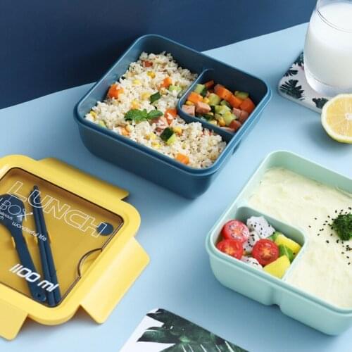 Portable Outdoor Lunch Box Japanese Style Kids Student Square Bento Box Wheat Straw Material Leak-Proof Food Storage Containers