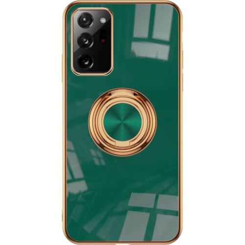 Luxury Plating Soft Case For Samsung Note20 Ultra Phone With Metal Ring Holder Stand Silicone Covers funda coque